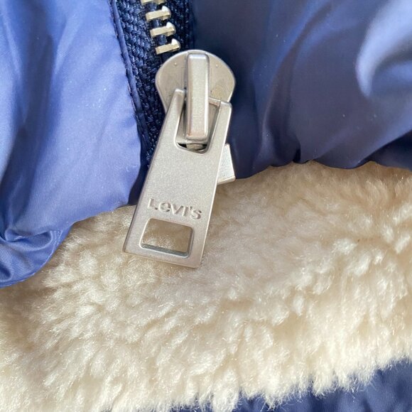 Levi Strauss Women's Puffer Sherpa Jacket Navy Sz M - Picture 10 of 16